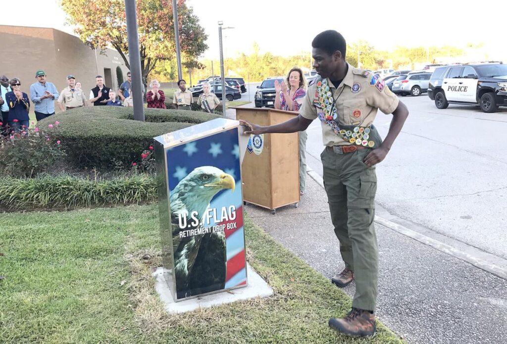 Eagle Scout with Flag Drop Box