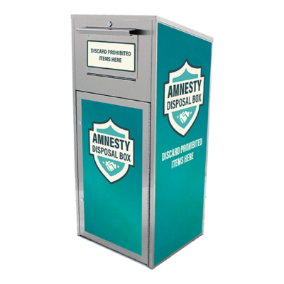 Large Amnesty Drop Box (28 Gallon) Stainless Steel - Amnesty Discreet Theme Green