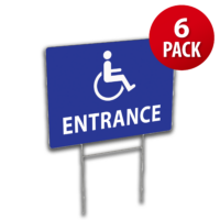Handicap Entrance Corrugated Plastic Yard Sign (6 Pack)