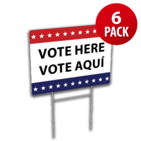 Vote Here/Vote Aquí Corrugated Plastic Yard Sign (6 Pack)