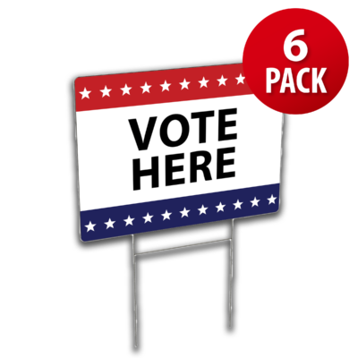 Vote Here Corrugated Plastic Yard Sign (6 Pack)