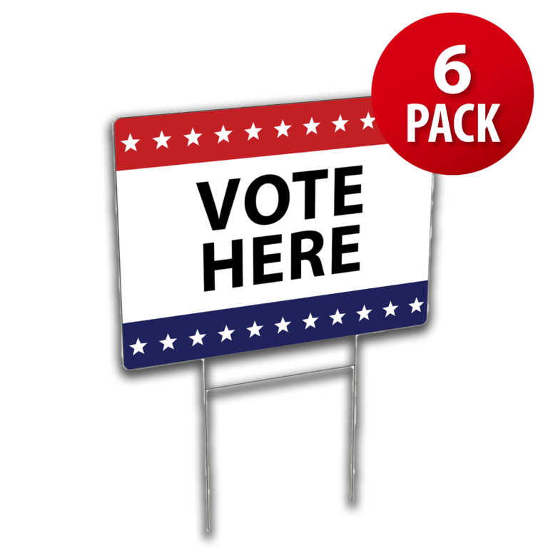 Vote Here Corrugated Plastic Yard Sign (6 Pack)
