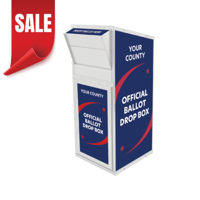 Large Ballot Drop Box (710) with Plastic Collection Tote, White Powder Coat