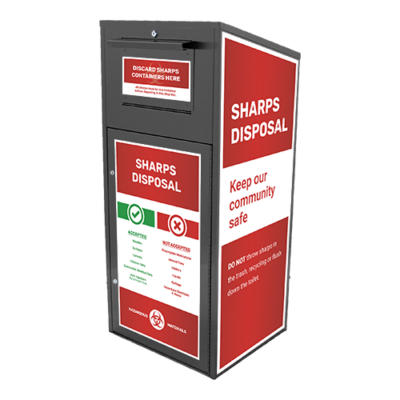 Large Sharps Disposal Drop Box (38 Gallon) Gray Powder Coated