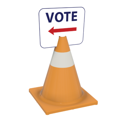 Vote Corrugated Plastic Cone Sign with Arrow – Left (6 Pack)