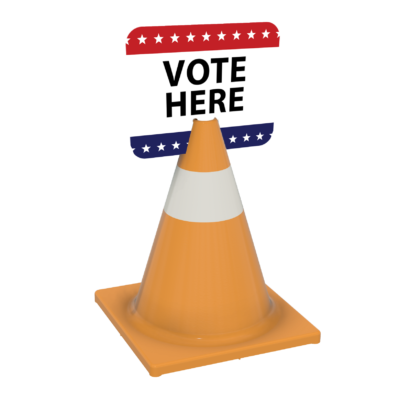 Vote Here Corrugated Plastic Cone Sign w/ Stars (6 Pack)