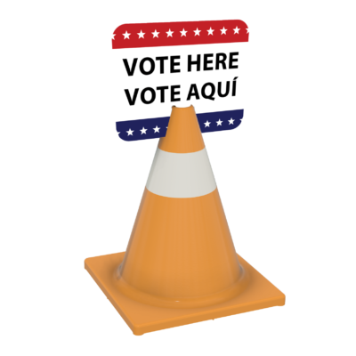 Vote Here / Vote Aquí Corrugated Plastic Cone Sign w/ Stars (6 Pack)