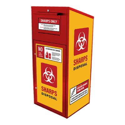 Large Sharps Disposal Drop Box (38 Gallon) Red Powder Coated