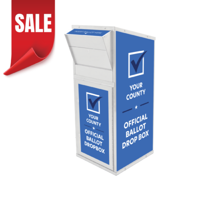 Large Ballot Drop Box (710) with Plastic Collection Tote, White Powder Coat