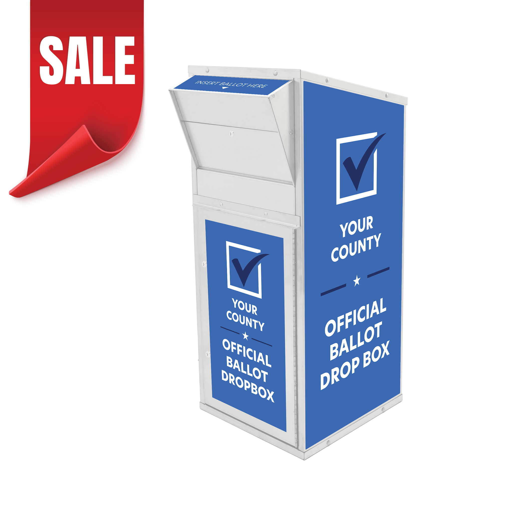 Large Ballot Drop Box 710 With Plastic Collection Tote White Powder Coat