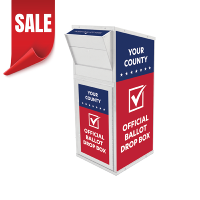 Large Ballot Drop Box (710) with Plastic Collection Tote, White Powder Coat