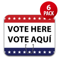 Vote Here / Vote Aquí Corrugated Plastic Cone Sign w/ Stars (6 Pack)