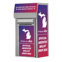State of Michigan Large Ballot Drop Box (710) with Plastic Collection Tote, White Powder Coat